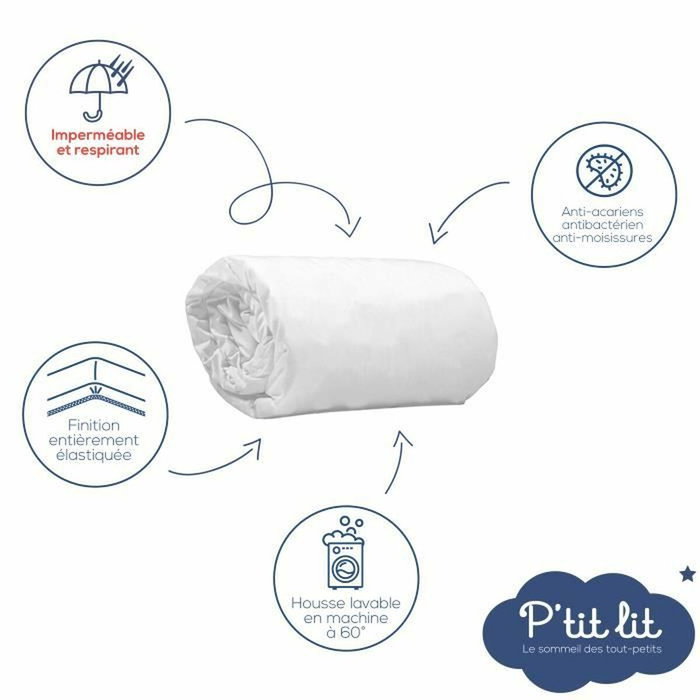 P'Tit Lit Lot de 2 Protege Matelas Bébé Anti Acariens 50x85 cm Blanc P'Tit Lit Lot de 2 Protege Matelas Bébé Anti Acariens 50x85 cm Blanc