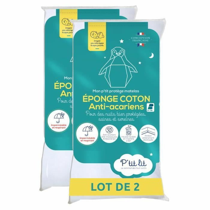 P'Tit Lit Lot de 2 Protege Matelas Bébé Anti Acariens 50x85 cm Blanc P'Tit Lit Lot de 2 Protege Matelas Bébé Anti Acariens 50x85 cm Blanc