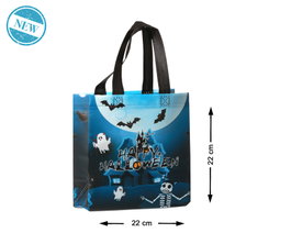 Atosa Sac à bonbons bleu Happy Halloween 22x22x10 cm