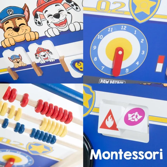 Roba Chariot de marche éducatif et pousseur Pat'Patrouille - Centre d'activités multifonction avec abaque, horloge et rangement - Bleu - Pour bébés à partir de 12 mois