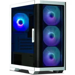 Zalman Boitier PC M4 ARGB Blanc - Format M-ATX, Moyen Tour, sans alimentation, 4 ventilateurs 120mm ARGB, panneau latéral en verre trempé, façade mesh, ports USB 3.0