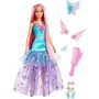 Barbie - Poupee Barbie Malibu A Touch of Magic, 18 cm avec Cheveux Longs Roses, Robe etoilee, Accessoires de Coiffure, Papillon et Chaton, Jouet pour Enfants a partir de 3 ans