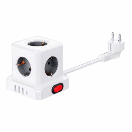 Fbright Multiprise de bureau blanche avec 5 prises Schuko et 4 ports USB