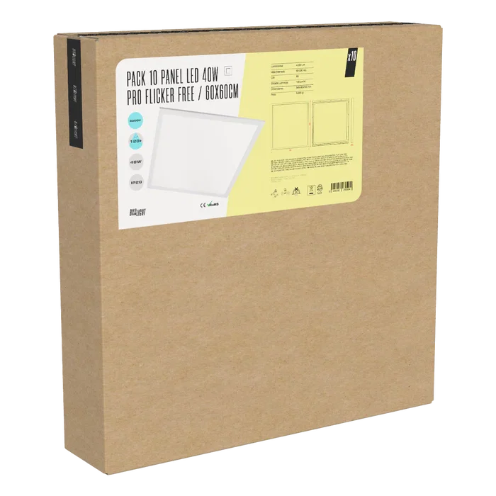 BX3 LIGHT Pack de 10 Panneaux LED 40W 60x60cm Blanc Froid 6000K PRO Flicker Free