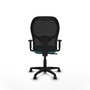 Chaise Alocén Synchro 3 positions tissu Turquoise Maille Noir Structure polyamide noire Accoudoir 1D Sans appui-tête Roulettes pour moquette