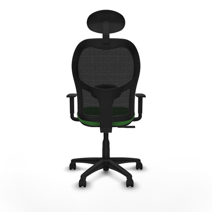 Piqueras Y Crespo Chaise de bureau Alocén, assise verte et dossier noir avec mécanisme synchrone, cabecero fixe et accoudoirs 1D