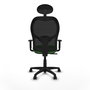 Piqueras Y Crespo Chaise de bureau Alocén, assise verte et dossier noir avec mécanisme synchrone, cabecero fixe et accoudoirs 1D