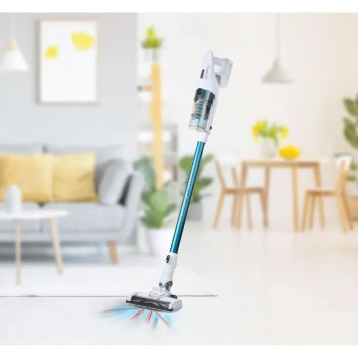 Domo DO233SV Aspirateur balai sans fil 2-en-1, Systeme cyclonique, Brosse rotative, Autonomie 20 min, Reservoir poussiere 0.6L Domo DO233SV Aspirateur balai sans fil 2-en-1, Systeme cyclonique, Brosse rotative, Autonomie 20 min, Reservoir poussiere 0.6L