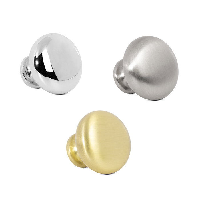 Viefe Pomo Zamak Modèle Duke Ø31mm - Poignée de tiroir et meuble - Finitions Chrome, Nickel Brossé et Laiton Brossé