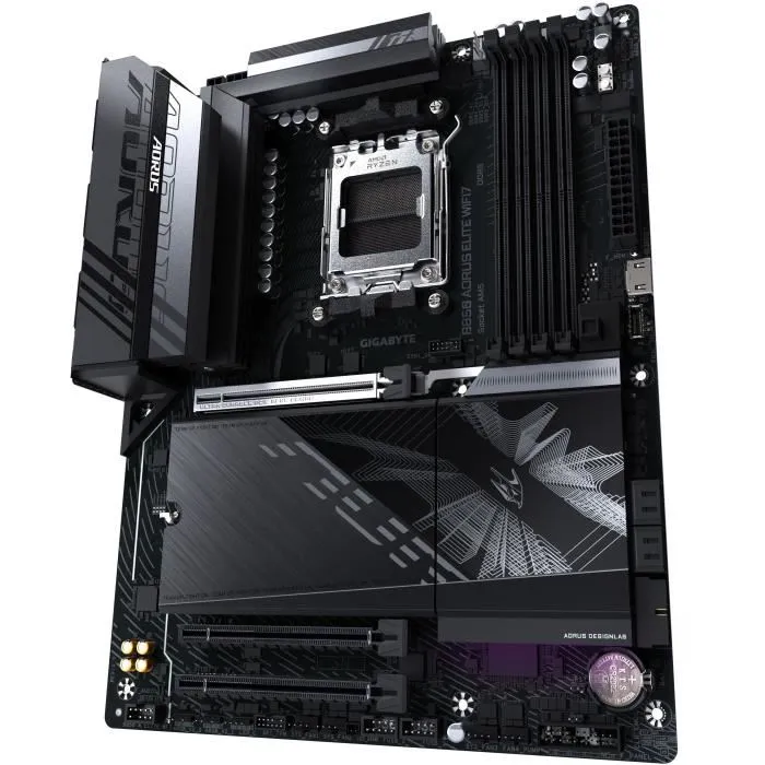Carte mère Gigabyte B850 AORUS ELITE WIFI7, Socket AM5, DDR5, Wi-Fi 7, support Ryzen 7000/8000/9000, VRM 14+2+2 phases, LAN 2.5GbE