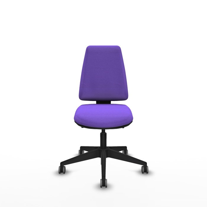 Chaise Elche Asynchrone Tissu Violet Base pyramidale noire Sans accoudoirs Sans appui-tête Roulettes 65mm pour moquette