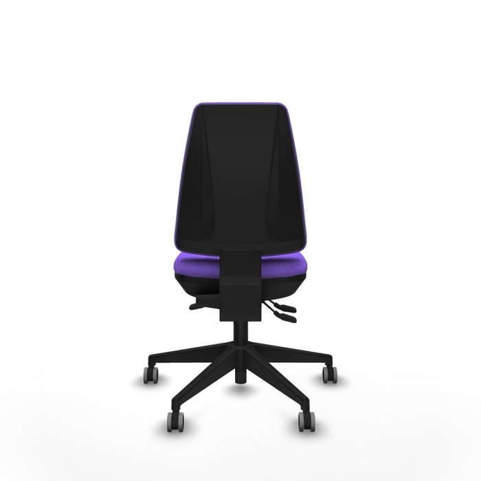 Chaise Elche Asynchrone Tissu Violet Base pyramidale noire Sans accoudoirs Sans appui-tête Roulettes 65mm pour moquette