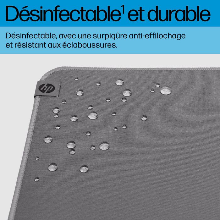 HP Tapis de souris HP 100 - Antidérapant, Durable, Lavable et Résistant aux Éclaboussures, Surface Antimicrobienne, Fabriqué à partir de Matériaux Recyclés