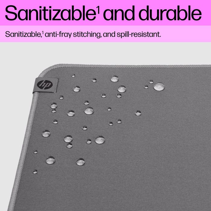 HP Tapis de souris HP 100 - Antidérapant, Durable, Lavable et Résistant aux Éclaboussures, Surface Antimicrobienne, Fabriqué à partir de Matériaux Recyclés