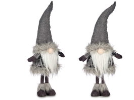Krist+ Lutin Gris avec Bonnet en Laine, 70 cm, Polyester (Set de 12)