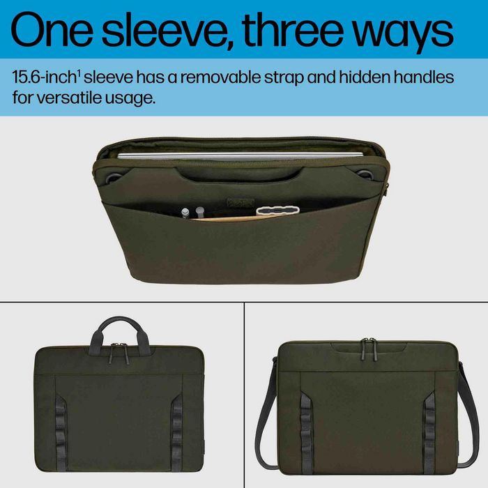 HP Housse modulaire pour PC portable 15,6 pouces - Pochette polyvalente 3 en 1 avec sangle, poignées cachées et multiples poches - Matériau durable