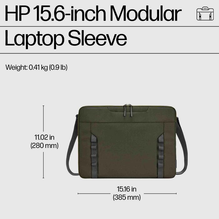 HP Housse modulaire pour PC portable 15,6 pouces - Pochette polyvalente 3 en 1 avec sangle, poignées cachées et multiples poches - Matériau durable
