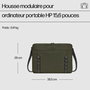 HP Housse modulaire pour PC portable 15,6 pouces - Pochette polyvalente 3 en 1 avec sangle, poignées cachées et multiples poches - Matériau durable
