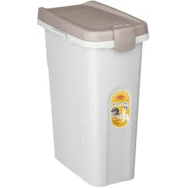 Kerbl Conteneur de Nourriture pour Animaux 25L, Hermétique avec Joint et Couvercle à Clip Anti-Insectes, Brun et Blanc