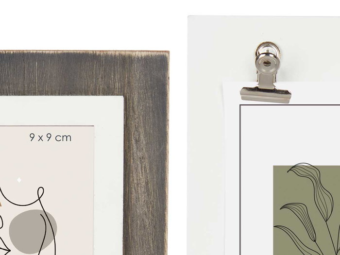 Giftdecor Porte-photos Double Pince 28x23,5x6 cm Bois MDF Marron Noir (Set de 6)