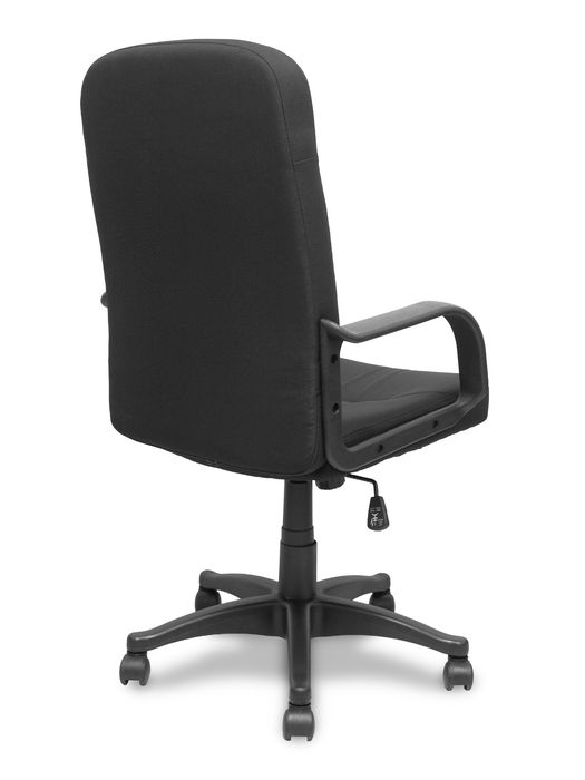 Fauteuil Villa Mécanisme d'inclinaison Tissu Noir Structure polyamide noire Accoudoirs fixes Sans appui-tête Roulettes en nylon 50 mm