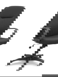 Fauteuil Villa Mécanisme d'inclinaison Tissu Noir Structure polyamide noire Accoudoirs fixes Sans appui-tête Roulettes en nylon 50 mm