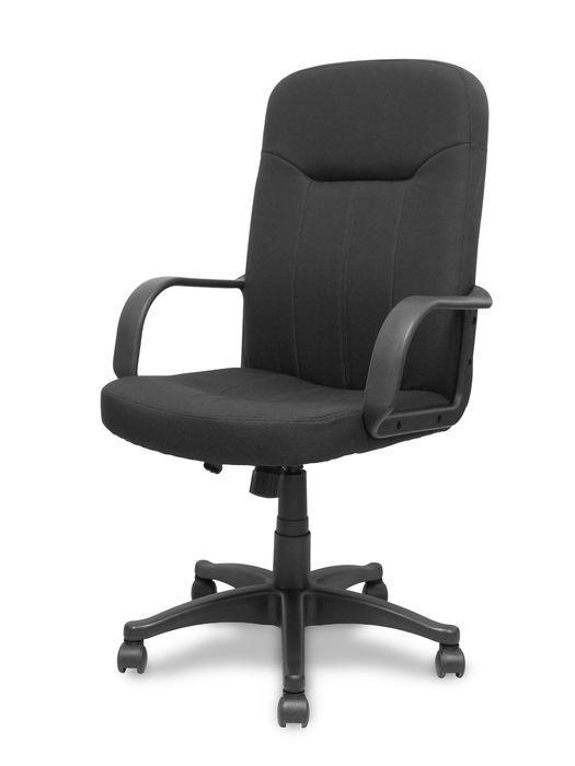 Fauteuil Villa Mécanisme d'inclinaison Tissu Noir Structure polyamide noire Accoudoirs fixes Sans appui-tête Roulettes en nylon 50 mm