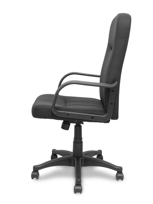 Fauteuil Villa Mécanisme d'inclinaison Tissu Noir Structure polyamide noire Accoudoirs fixes Sans appui-tête Roulettes en nylon 50 mm