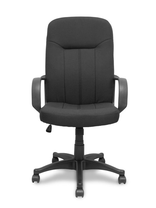 Fauteuil Villa Mécanisme d'inclinaison Tissu Noir Structure polyamide noire Accoudoirs fixes Sans appui-tête Roulettes en nylon 50 mm