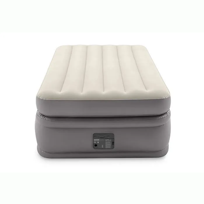 Intex Matelas gonflable Prime Comfort Fiber Tech 99 x 191 cm - 1 personne, fermeté réglable, pompe électrique intégrée, sac de rangement