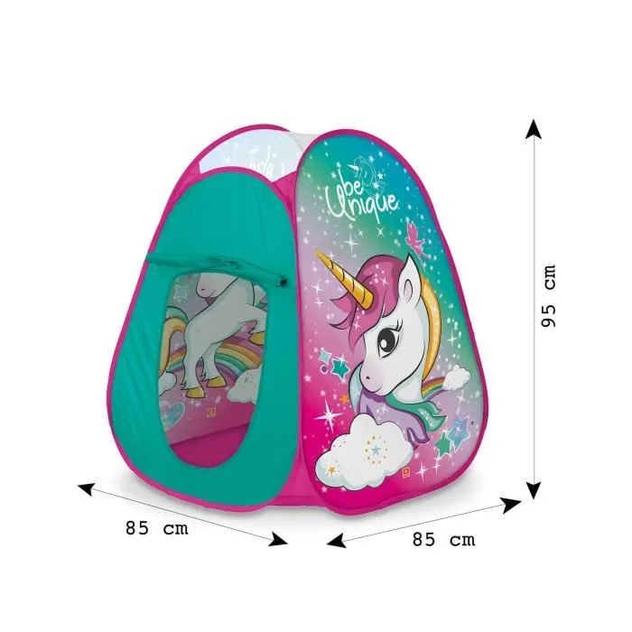 MONDO Tente Pop-Up pour Enfant en Forme de Licorne, Toile Polyester, 85x83x100 cm, avec Sac de Rangement, Usage Intérieur et Extérieur