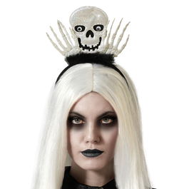 Diadema Diadème de déguisement Halloween avec tête de mort brillante et araignées - Accessoire festif pour sorcière, fantôme ou personnage effrayant