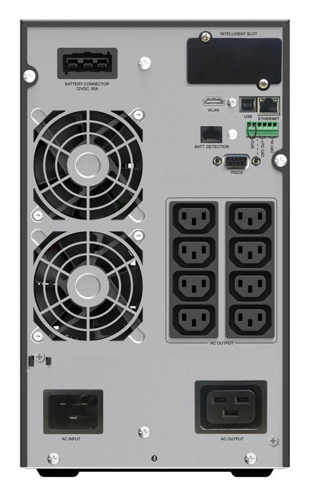 PowerWalker VFI UPS Online 3000VA / 3000W avec sorties 8x C13 et 1x C19, USB, RS-232, écran LCD, technologie double conversion et monitoring IoT