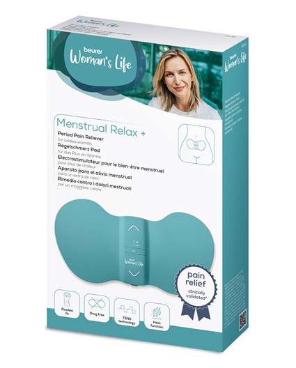 Beurer EM-55 Appareil de relaxation pour soulager les douleurs menstruelles avec chaleur et fonction TENS réglable - 15 niveaux d'intensité