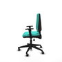 Chaise Elche Asynchrone Cuir écologique Turquoise Base pyramidale noire Accoudoir 1D Sans appui-tête Roulettes 65mm pour moquette