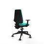 Chaise Elche Asynchrone Cuir écologique Turquoise Base pyramidale noire Accoudoir 1D Sans appui-tête Roulettes 65mm pour moquette