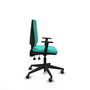 Chaise Elche Asynchrone Cuir écologique Turquoise Base pyramidale noire Accoudoir 1D Sans appui-tête Roulettes 65mm pour moquette