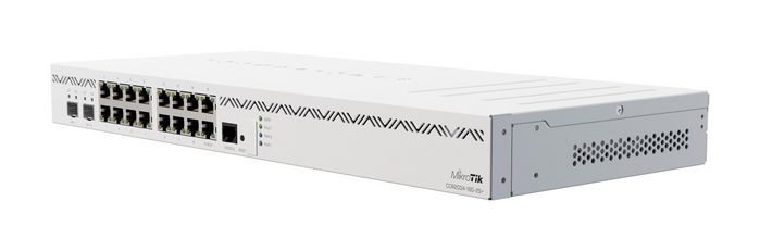 MikroTik Routeur CCR2004-16G-2S+ 1U Rack - 16x Gigabit LAN, 2x SFP+, Dual PSU, 4 Go RAM, CPU ARM 4 cœurs 1.7 GHz