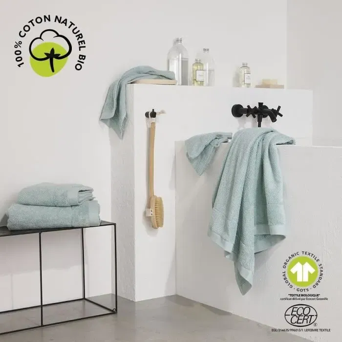 Today Serviette de bain Organic, 50 x 90 cm, 100% Coton bio 450 GSM, Certifiée GOTS et Oeko-Tex, Absorbante et Douce, pour Salle de Bain