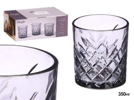 VIVALTO Verre Troquelé 350ml Gris Humo, Lot de 24