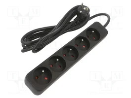 LANBERG Rallonge réseau 5 prises, 3m, noir