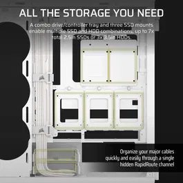 Corsair 5000T Boîtier PC ATX Mid-Tower Blanc, Compatible ASUS BTF/MSI Project Zero/Gigabyte Project Stealth, Design Audacieux et Ventilation Amovible