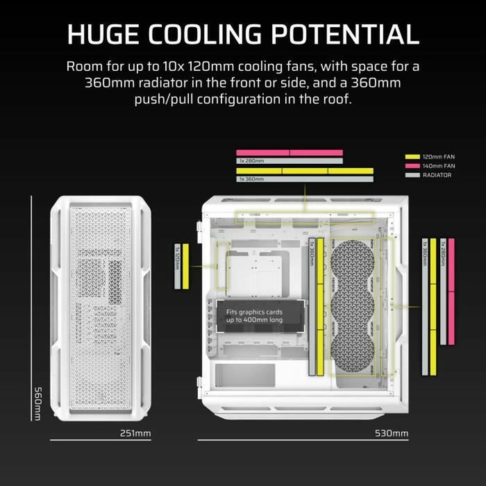 Corsair 5000T Boîtier Gaming Mid Tower Blanc avec Verre Trempé