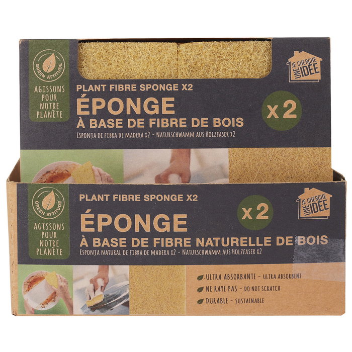 Je cherche une Idee Jeu de 2 éponges en fibre de bois