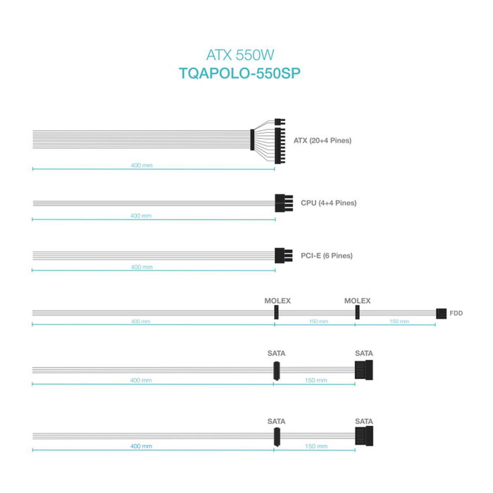 Bloc d’Alimentation TooQ TQAPOLO-550SP 550 W
