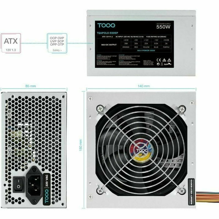 Bloc d’Alimentation TooQ TQAPOLO-550SP 550 W