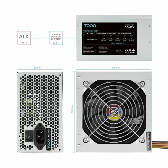 Bloc d’Alimentation TooQ TQAPOLO-550SP 550 W