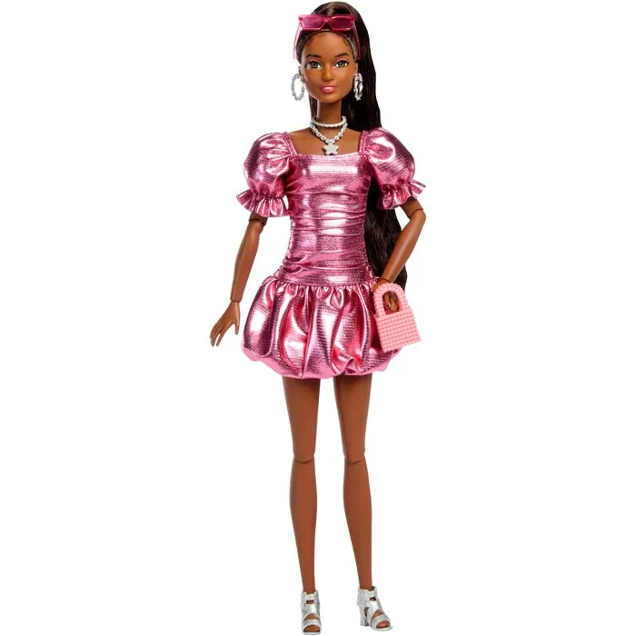 Barbie Poupée Deluxe Style JFP41 Robe Coupe Boule Corail Métallisé Barbie Poupée Deluxe Style JFP41 Robe Coupe Boule Corail Métallisé