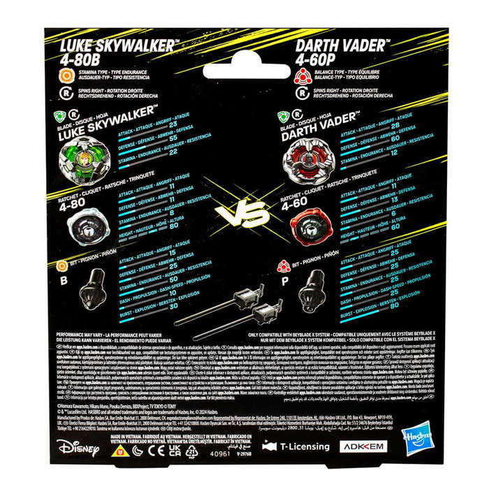Beyblade X Multipack Luke Skywalker 4-80B vs. Darth Vader 4-60B Star Wars Edition