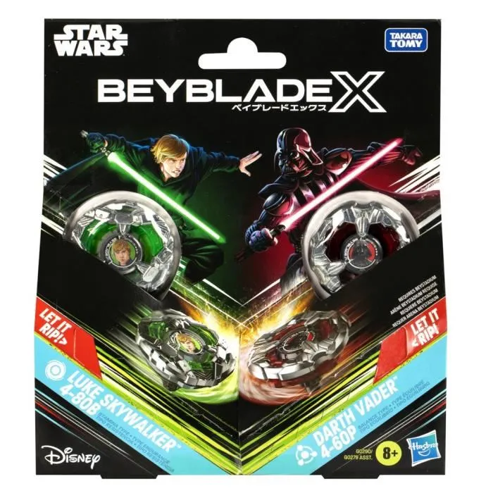 Beyblade X Multipack Star Wars, 2 Toupie Beyblade avec Lanceurs: Luke Skywalker 4-80B vs Darth Vader 4-60B - Jeu de Battle Toupie pour Enfants Dès 8 Ans